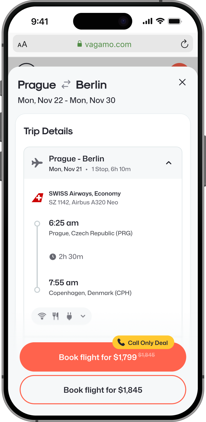 Trip details with the itinerary breakdown