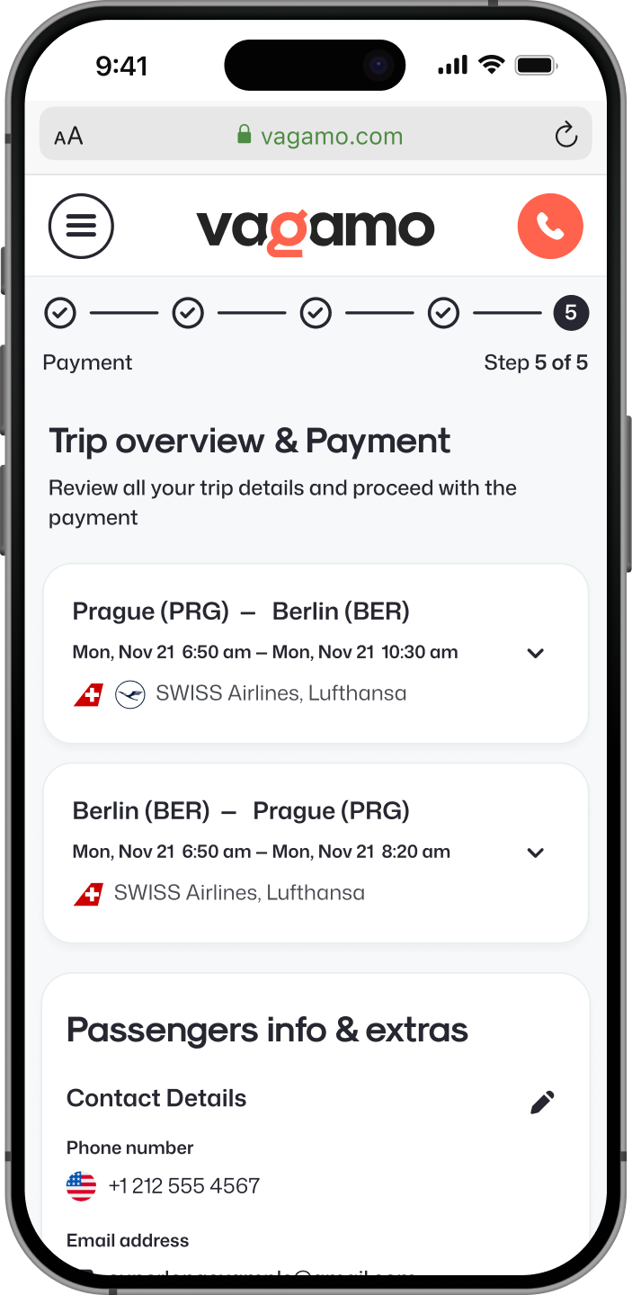 Trip overview and payment step